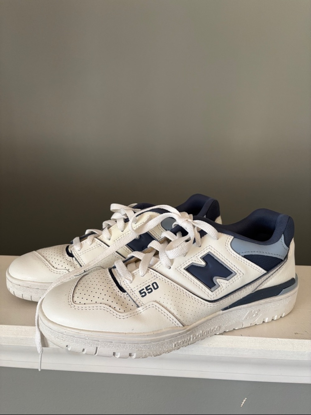 New Balance White and Navy 550 Women's Sneakers